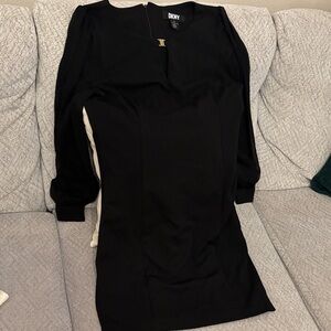 DKNY Elegant Black Long Sleeve Dress